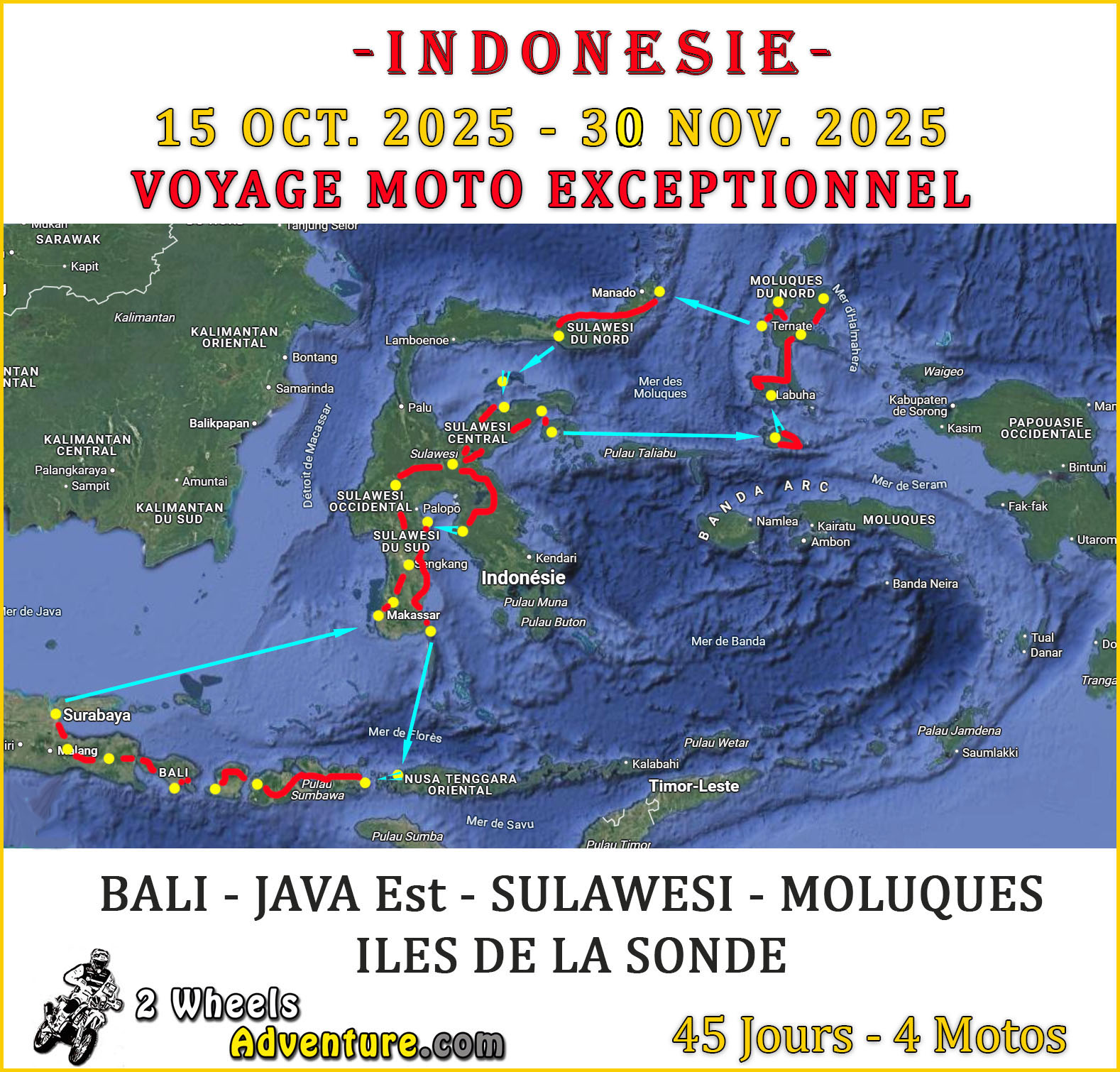 voyage moto Sulawesi Moluques Java